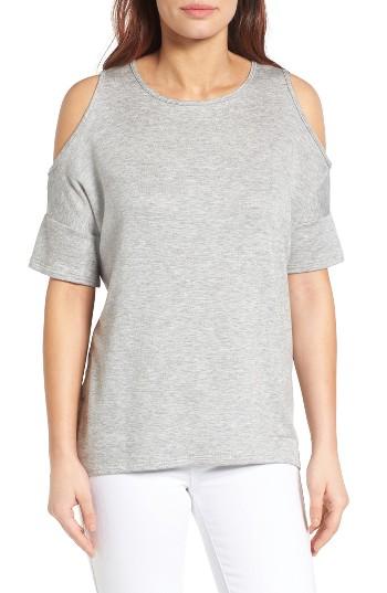 Women's Bobeau High/low Cold Shoulder Sweatshirt - Grey
