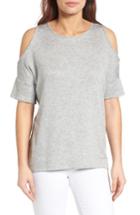 Women's Bobeau High/low Cold Shoulder Sweatshirt - Grey