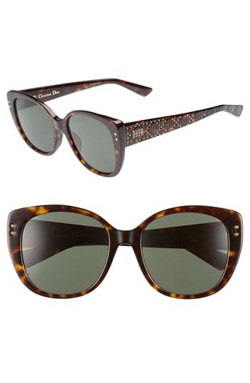 Women's Dior Lady Stud 58mm Polarized Rounded Special Fit Sunglasses - Dark Havana