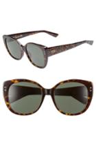 Women's Dior Lady Stud 58mm Polarized Rounded Special Fit Sunglasses - Dark Havana