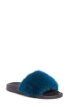 Women's Givenchy Genuine Mink Fur Slide Sandal Us / 37eu - Blue