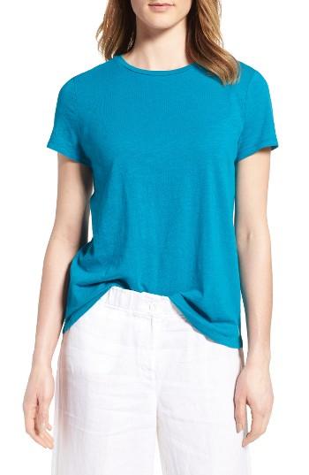 Women's Eileen Fisher Organic Cotton Tee, Size - Blue/green