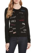 Women's Alice + Olivia Ruthy Feminist Phrases Cardigan - Black