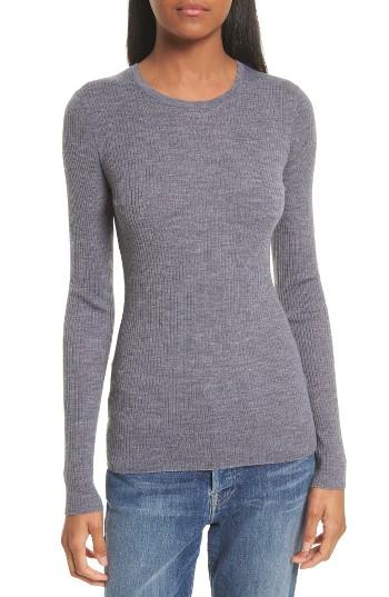 Women's Theory Mirzi B Merino Wool Sweater, Size - Grey