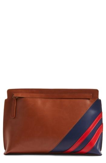 Bp. Stripe Faux Leather Clutch - Brown