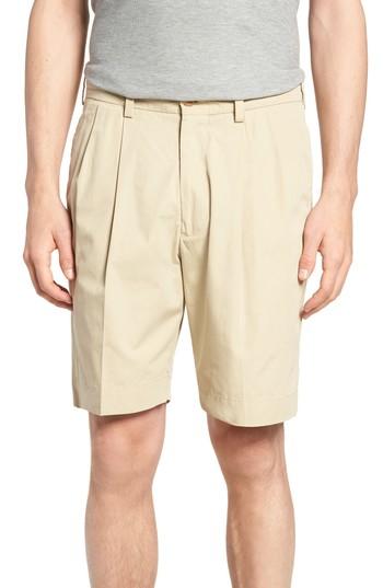 Men's Bills Khakis M2 Classic Fit Pleated Tropical Cotton Poplin Shorts - Beige