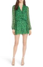 Women's Dvf Leopard Print Crinkle Silk Chiffon Romper - Green