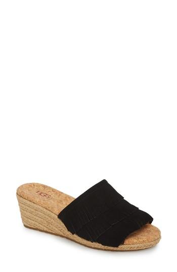 Women's Ugg Kendra Fringe Wedge Sandal M - Black