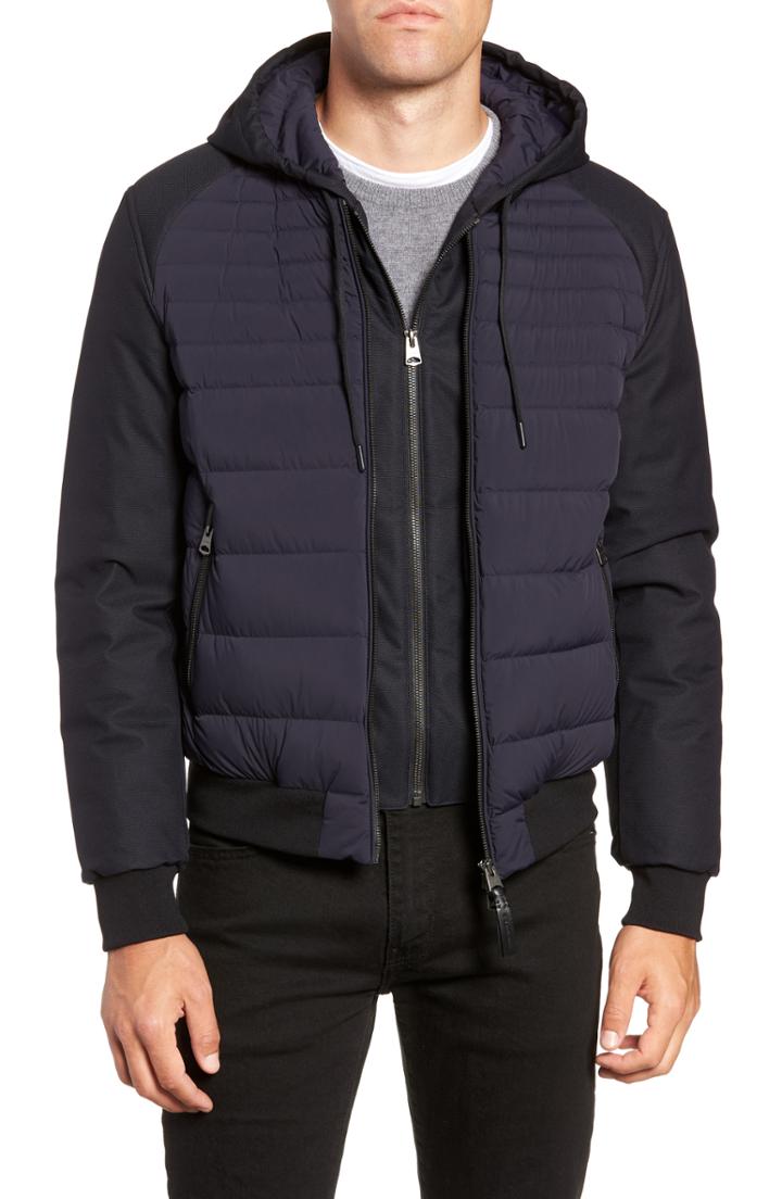 Men's Mackage Lightweight Down Hooded Bomber Jacket