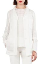 Women's Akris Openweave Silk & Cotton Blend Jacket With Detachable Cuffs - Ivory