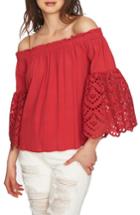 Women's 1.state Off The Shoulder Eyelet Sleeves Blouse - Red