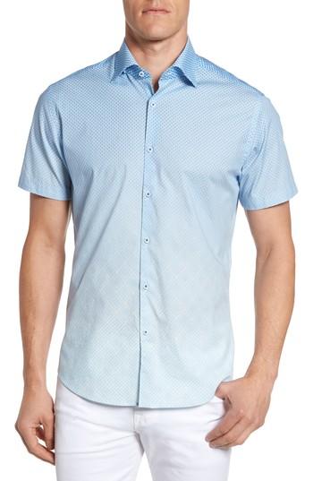 Men's Stone Rose Gradient Diamond Sport Shirt (l) - Blue