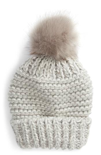 Women's Free People Skyline Faux Fur Pom Beanie - Grey