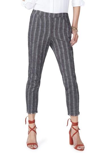 Women's Nydj Hidden Drawstring Stripe Crop Pants - Black