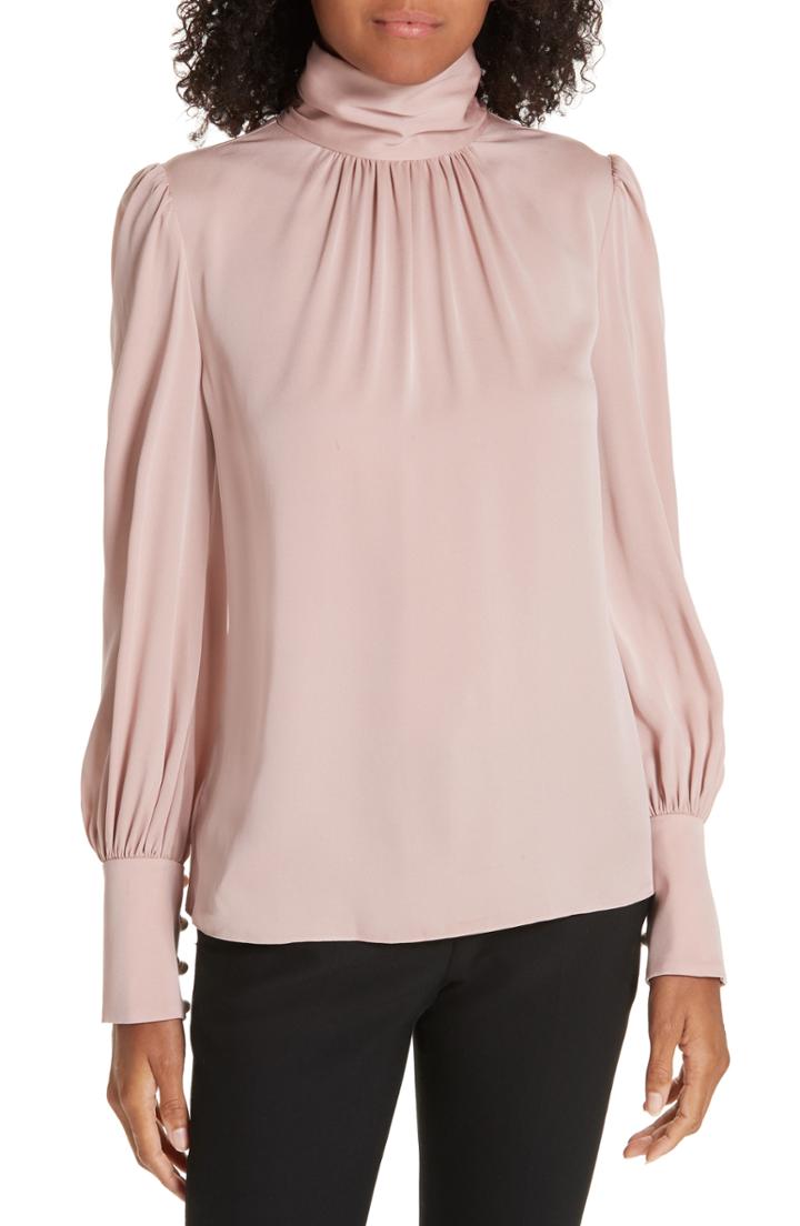 Women's Milly Annabel Back Cutout Silk Blend Blouse - Pink