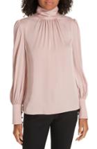 Women's Milly Annabel Back Cutout Silk Blend Blouse - Pink