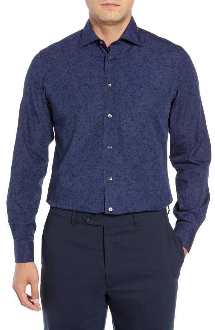 Men's Luciano Barbera Slim Fit Print Dress Shirt