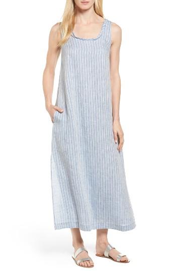 Women's Caslon Stripe Linen Maxi Dress - Blue