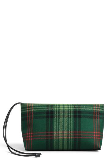 Burberry Tartan Zip Clutch - Green