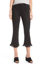 Women's Moon River Frayed Hem High Rise Crop Jeans - Black