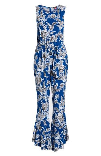 Women's Vince Camuto Woodblock Floral Jumpsuit, Size - Blue