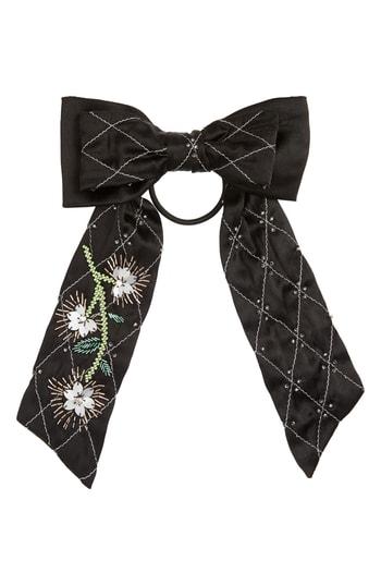 New Friends Colony Beaded Double Bow Hair Tie, Size - Black