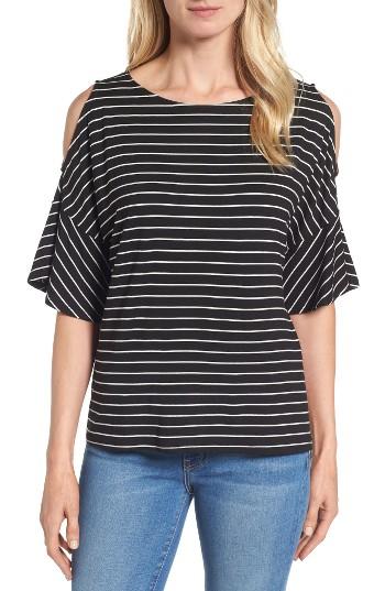 Women's Caslon Cold Shoulder Flutter Sleeve Top - White