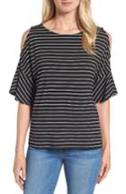 Women's Caslon Cold Shoulder Flutter Sleeve Top - White