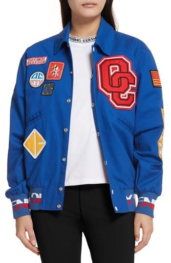 Women's Opening Ceremony Patch Varsity Jacket - Blue