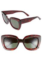 Women's Balenciaga 52mm Cat Eye Sunglasses - Red Havana/ Green
