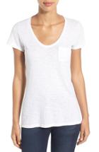 Petite Women's Caslon Relaxed Slub Knit U-neck Tee, Size P - White
