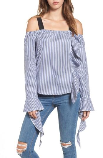 Women's Leith Grosgrain Ribbon Off The Shoulder Top - Blue