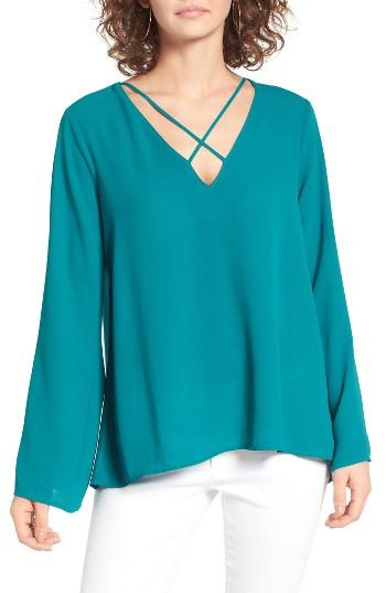 Women's Lush Cross Front Blouse - Green