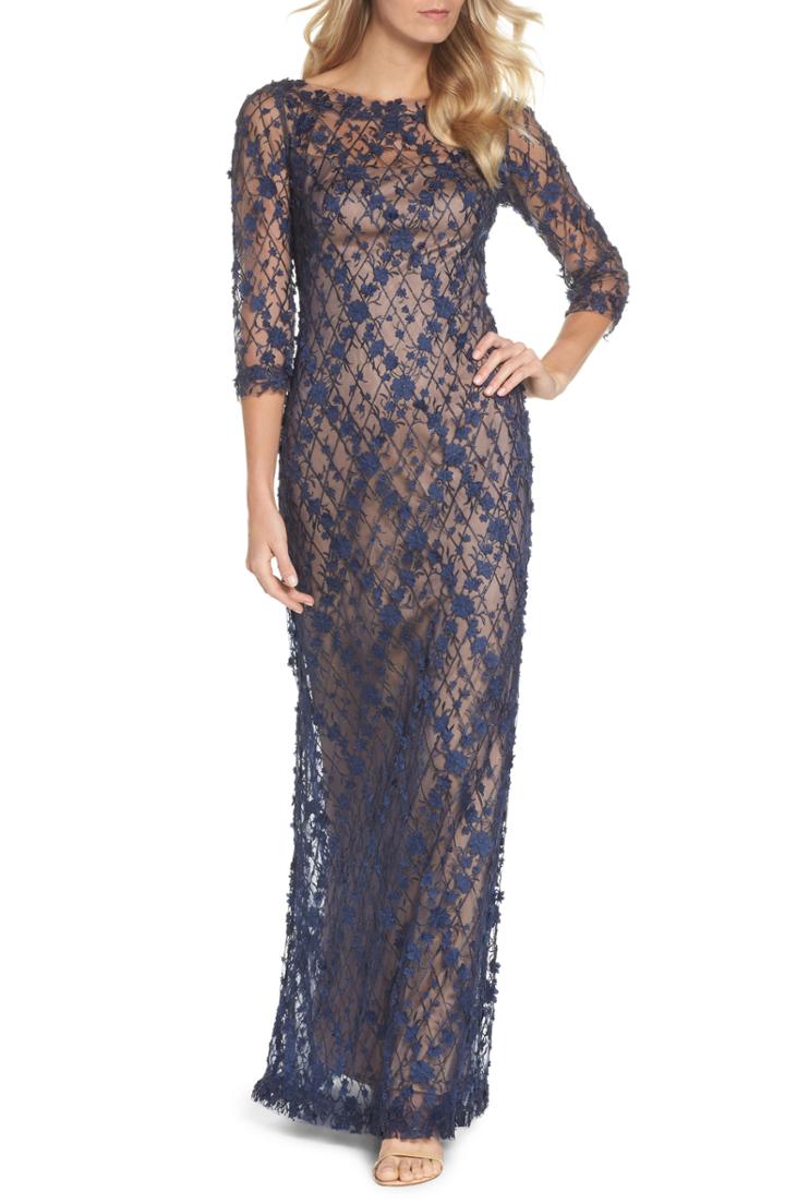 Women's Tadashi Shoji Diamond Mesh Gown