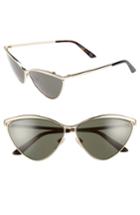 Women's Balenciaga 62mm Oversize Cat Eye Sunglasses - Shiny Rose Gold/ Green