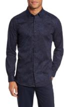 Men's Ted Baker London Modern Slim Fit Floral Print Sport Shirt (s) - Blue