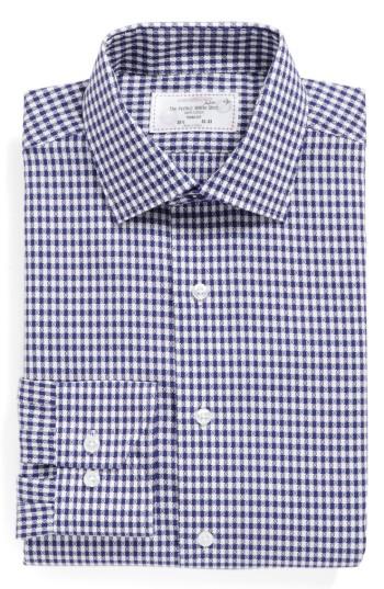 Men's Lorenzo Uomo Trim Fit Check Dress Shirt .5 34/35 - Blue