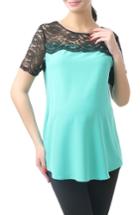 Women's Kimi And Kai Lace Yoke Maternity Blouse - Blue
