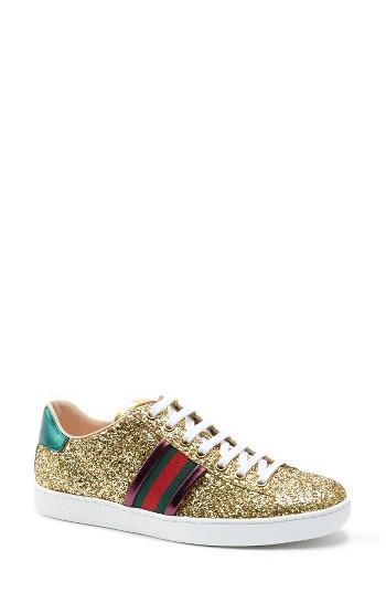 Women's Gucci New Ace Glitter Sneaker Us / 35eu - Metallic