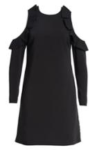 Women's Ted Baker London Siiara Frill Cold Shoulder Shift Dress - Black
