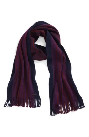 Men's Ted Baker London Elmm Stripe Wool Scarf, Size - Purple