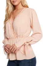 Women's Willow & Clay Georgette Faux Wrap Top, Size - Pink