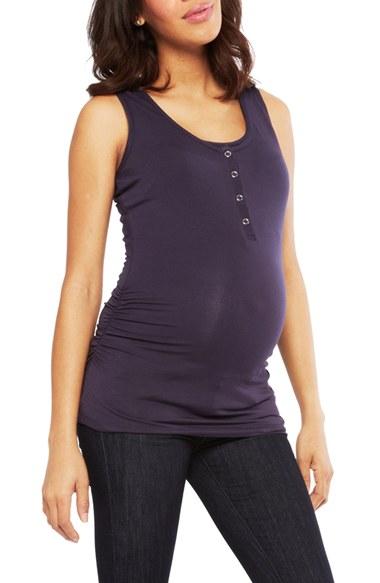 Women's Nom Maternity Henley Maternity Tank Top - Blue