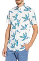 Men's Bonobos Riviera Slim Fit Leaf Print Sport Shirt, Size R - Blue