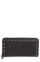 Women's Diane Von Furstenberg Studded Zip Around Leather Wallet - Black