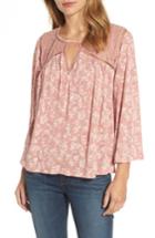 Women's Lucky Brand Floral Peasant Top - Pink