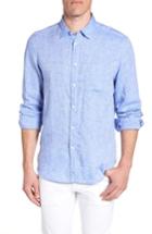 Men's Coastaoro Regular Fit Solid Linen Sport Shirt - Blue