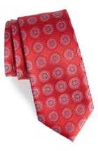 Men's Nordstrom Men's Shop Pinpoint Medallion Silk Tie, Size - Red