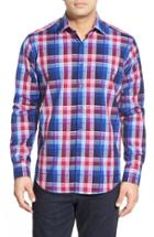Men's Bugatchi Classic Fit Check Sport Shirt, Size - Purple