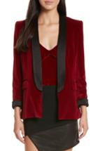 Women's Alice + Olivia Tuxedo Roll Cuff Velvet Blazer - Burgundy